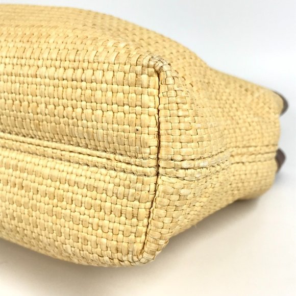 CHANEL CC Coco Mark Logo Tote Bag Shoulder Raffia/Leather Women's Beige - Picture 7 of 16